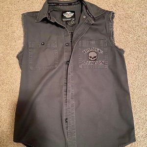 Harley Davidson Men's Button Down Sleeveless Shirt